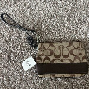 Coach Brown Signature Logo Wristlet